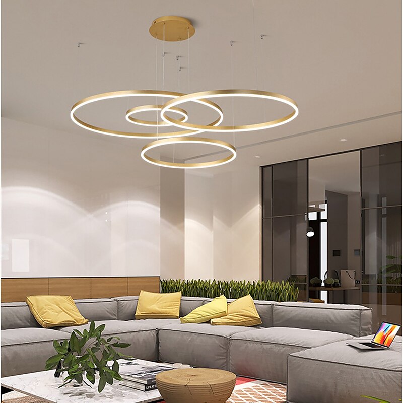 moderna lampada a sospensione a led, lampadario a 3 anelli dimmerabile con telecomando lampada a sospensione circolare per camera da letto cucina isola soggiorno sala da pranzo foyer del 2025 a $499.99 –P6