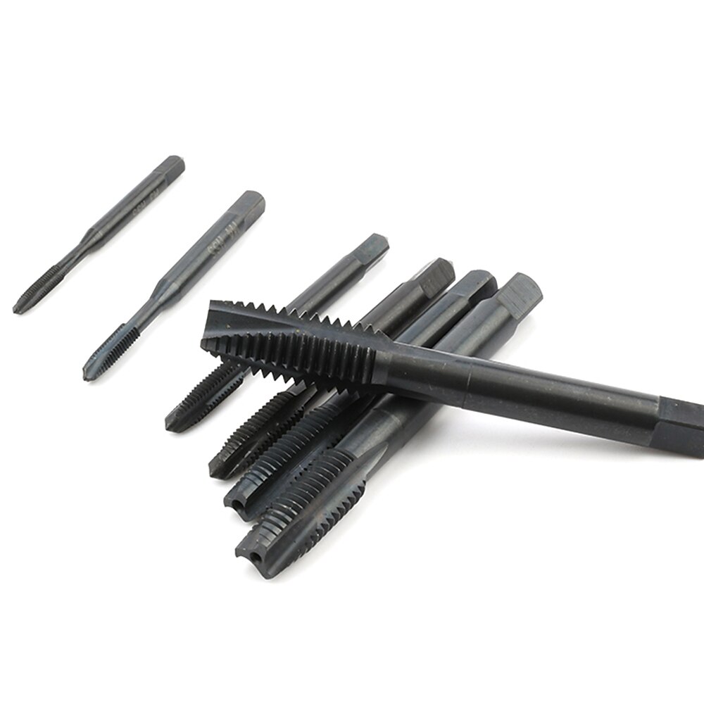 7 pz/set m3-m12 rubinetto in acciaio ad alta velocità nero nitrurazione dritta scanalatura rubinetto trapano per metallo legno foro passante utensile manuale del 2025 a $27.99 –P1