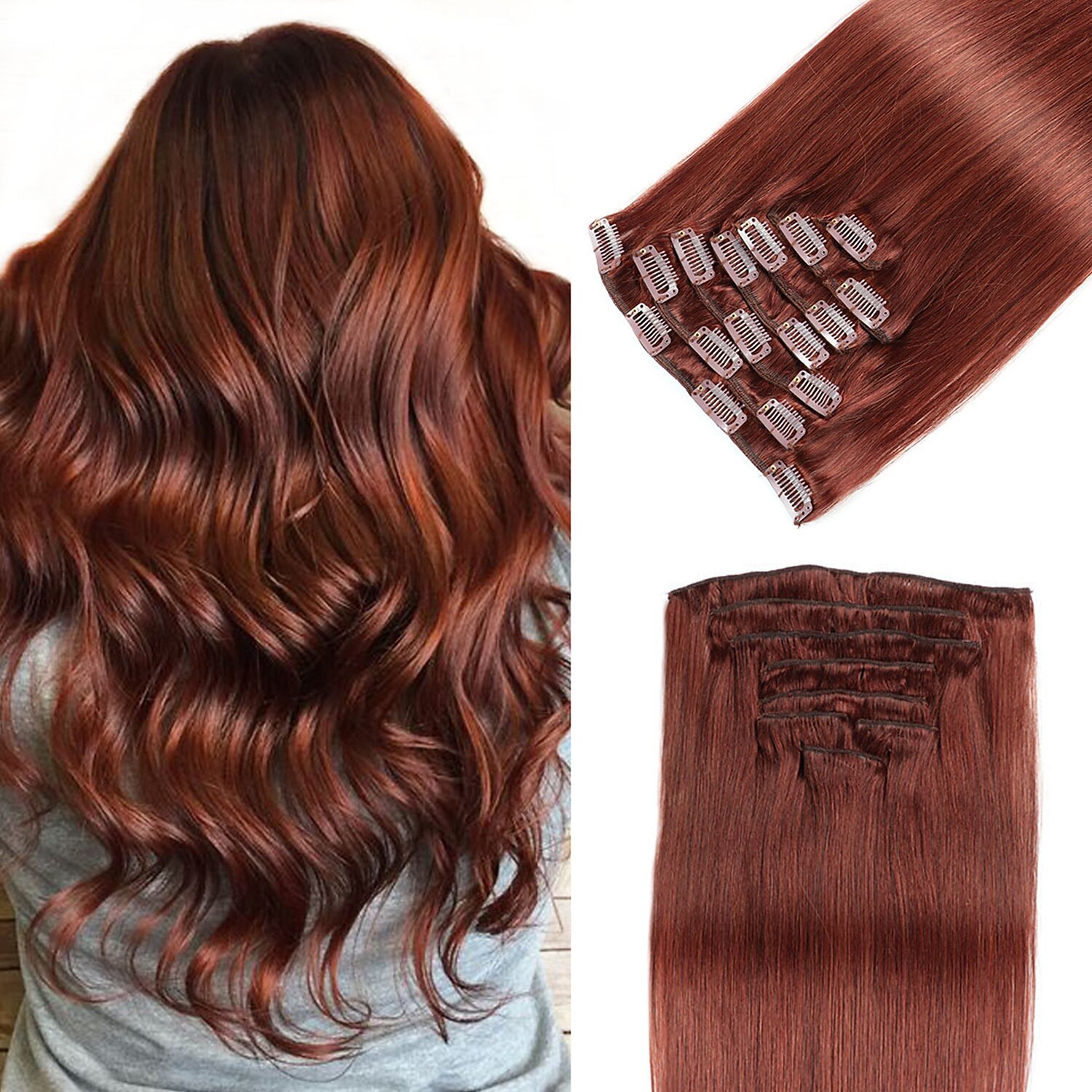 A Clipser Extensions de cheveux Cheveux Naturel humain 8 pièces Pack Droit Couleur naturelle Extensions de cheveux de 2025 ? $105.99 –P1