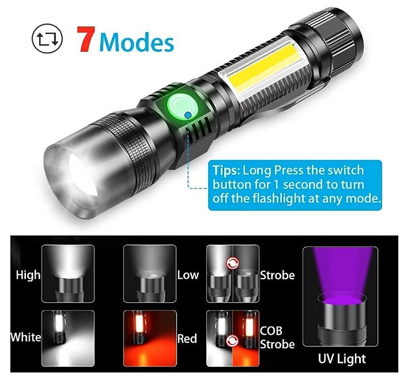 LED подсветка Ультрафиолетовые фонари UV вспышка Водонепроницаемый 1200 lm Светодиодная лампа LED 2 излучатели 7 Режим освещения с батарейками и USB кабелем 2025 - $25.99 –P7