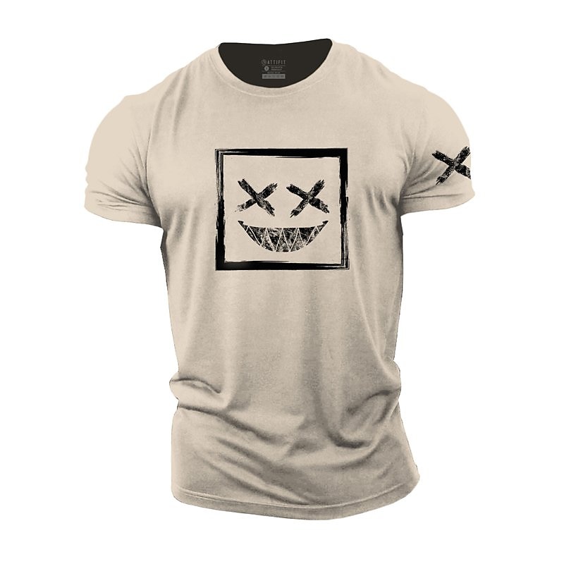 Herr Grafisk Grimas T-shirt Vardaglig stil 100 % bomull Kortärmad Grafisk Skjorta Vin Svart / Grå Svart Bekväm t-shirt Utomhus Gata Modedesignerkläder 2025 - $15.99 –P7