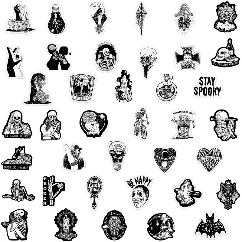 100 PCS Cool Gothic Stickers Pack for Teens, Vinyl Punk Gothic Stickers for  Water Bottle, Skateboard,Laptops,Computers,Mug, Notebook, Aesthetic Vinyl