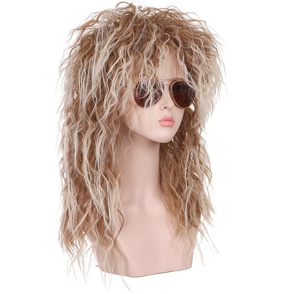Funny mens Carnival costume Wig Mens 70s 80s Long Curly Black Rocker Costume Wig Halloween Wigs 2025 - $21.99 –P15