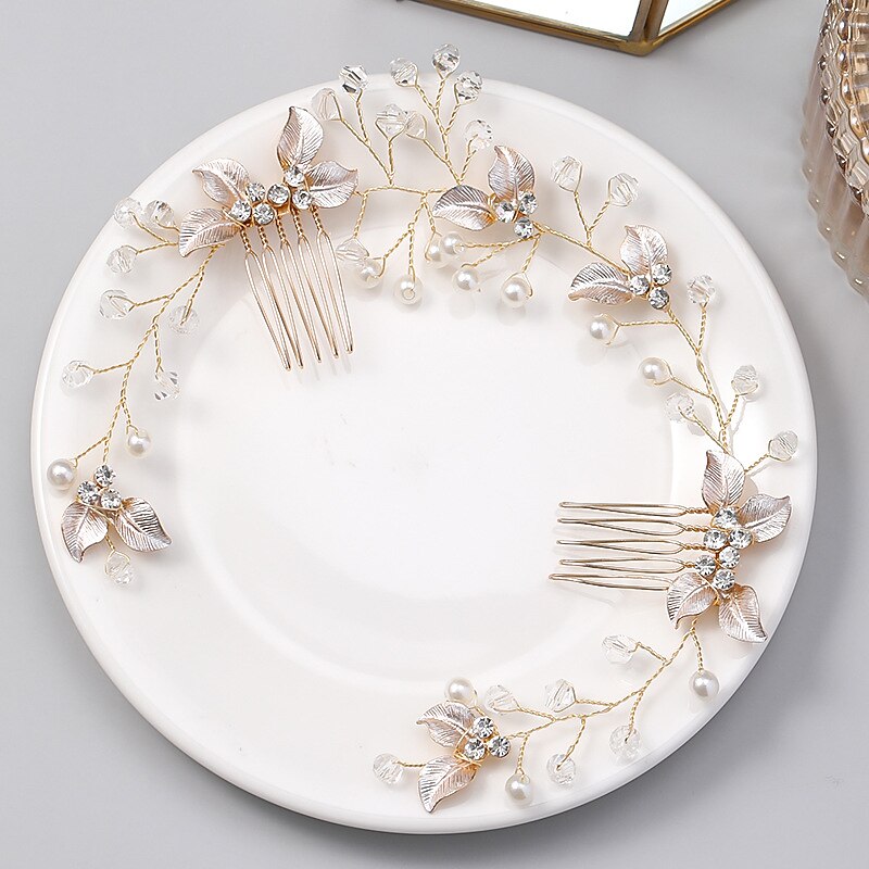 1pc Women's Girls' Headbands Flower Leaf Bride Wedding Hair Vine Silver Rhinestone Bridal Hairpieces Crystal Headpiece Hair Accessories for Women and Girls 2025 - $22.99 –P6
