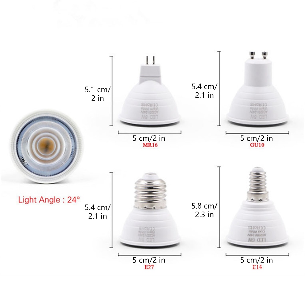 20 pz 10 pz 6 w faretto binario led lampadina 600lm gu10 mr16 6 led perline smd 60 w alogena equivalente dimmerabile bianco caldo freddo 220-240 v del 2025 a $33.99 –P1