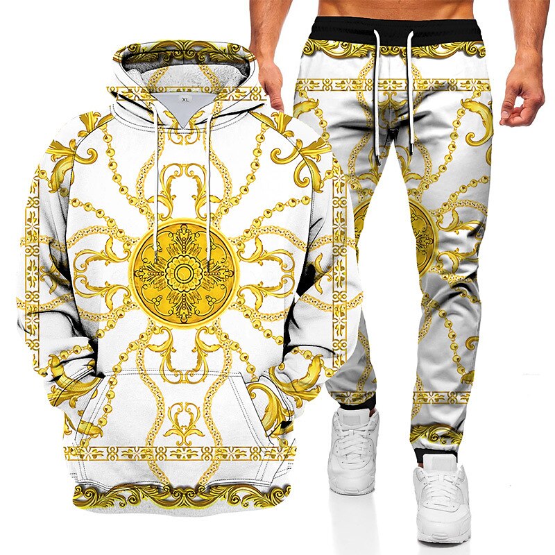 Hombre Graphic Impresión de cadenas 2 piezas Conjuntos de sudaderas 3D Chándal Sudaderas Manga Larga Pantalones largos Con Capucha Ropa de calle Ropa deportiva Básico Deporte Casual Deportes Estampado 2025 - $38.99 –P1
