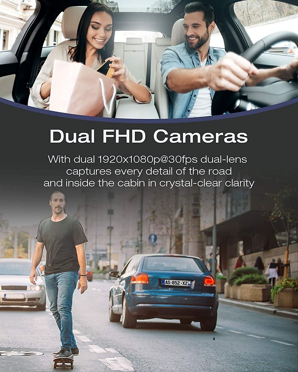 TOGUARD Dual Dash Cam Front and Inside 1080P Dash Camera for Cars with 64GB  SD Card IR Night Vision Car Camera for Taxi Accident Lock Parking Monitor 2  Mounting Options 