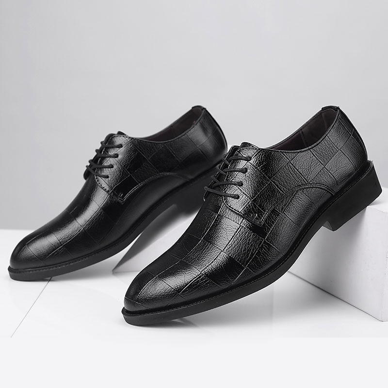  Men's Pointed Toe Shiny Leather Shoes Men's Business Formal  Shoes Plus Size Men's Shoes All-Match Casual Shoes Business Casual Formal  Dress Wedding (Color : Black, Size : 5.5(38))