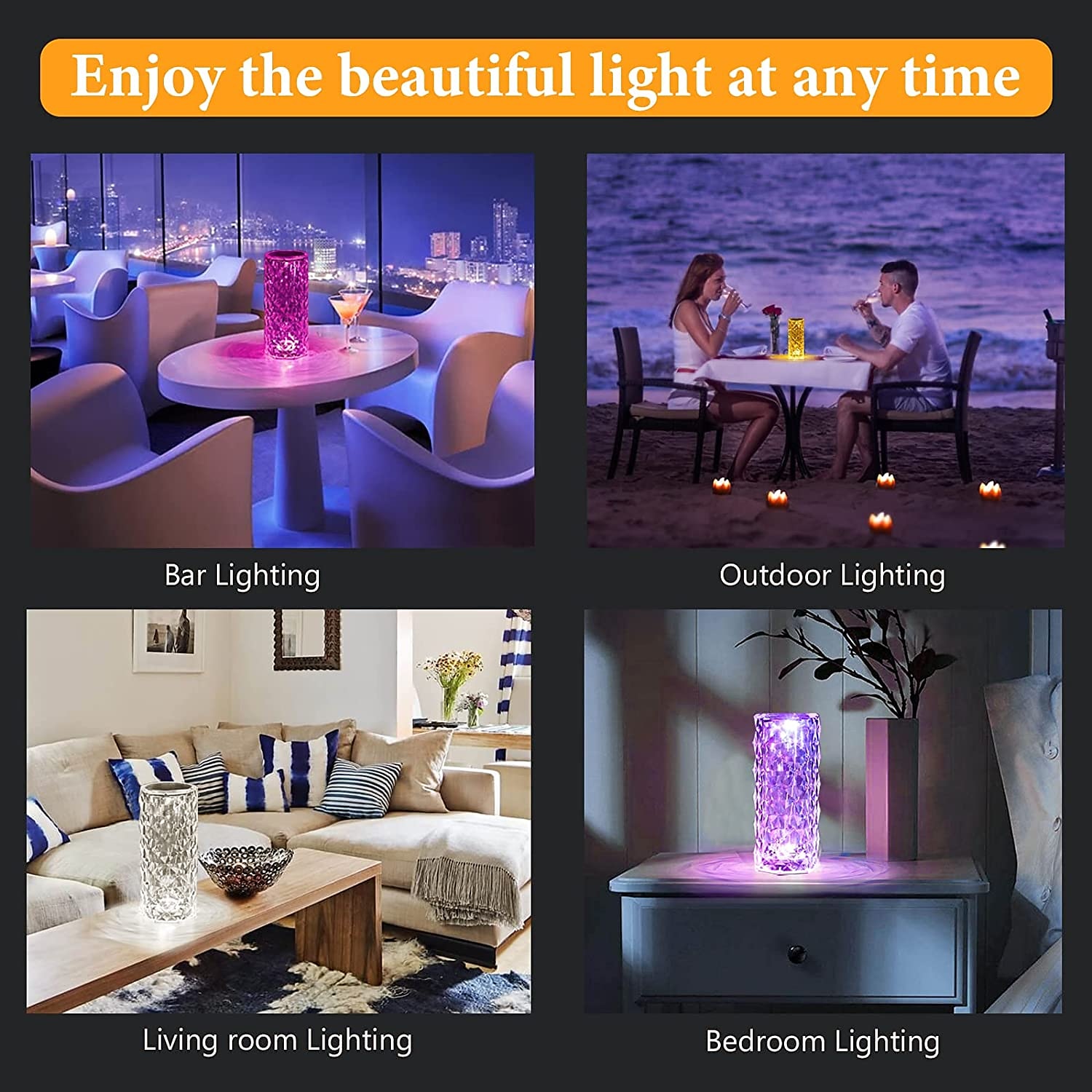 Crystal Table Lamp 16 Colors Change Touch Remote Control Modern Bedside Table Lamp USB Rechargeable Rose Desk Lamp Night Light for Valentines Bedroom Living Room Dinner Bar Decoration 2025 - $28.99 –P8