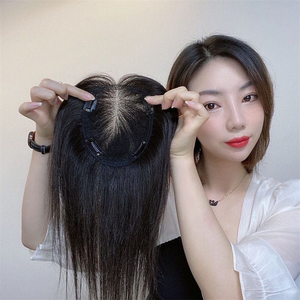 Wig Piece Real Hair Female Short Hair Cover White Hair Full Hand