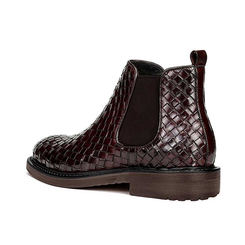 Chelsea-Stiefel aus gewebtem Kunstleder für Herren – stilvolle schwarze Schlupfstiefeletten mit elastischen Seiteneinsätzen 2025 - $54.99 –P2