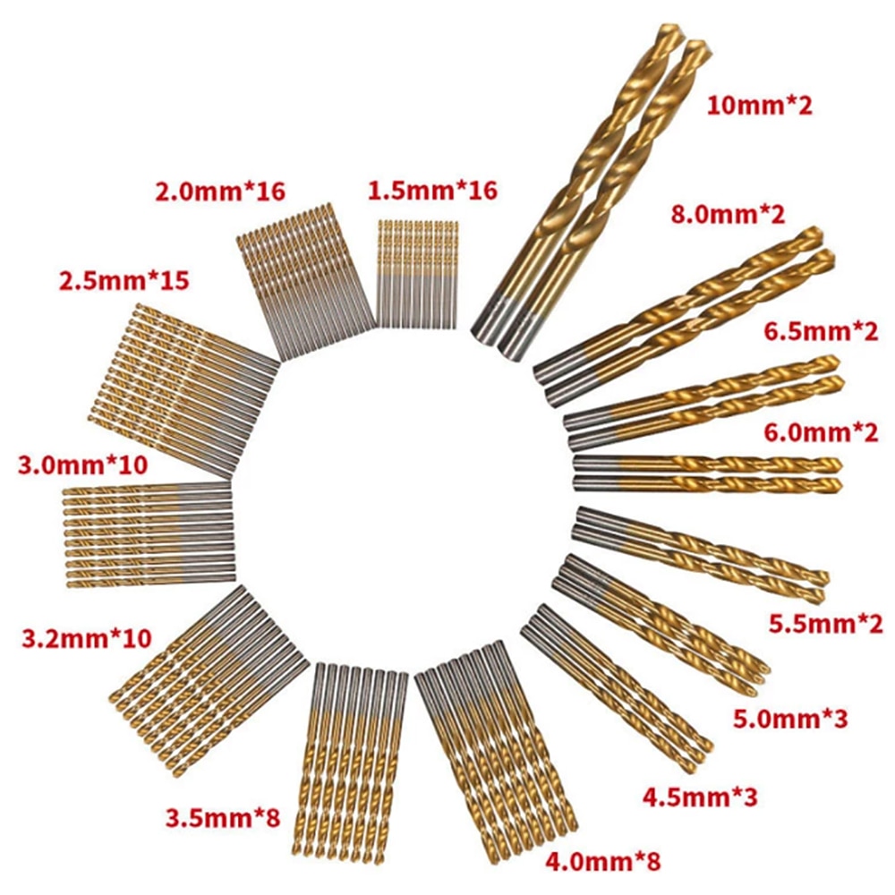 99PC Twist Drill Bit Set Saw Set HSS High Steel Titanium Coated Drill Woodworkin Tool 1.5-10mm For Cordless Screwdriver 2025 - $20.99 –P1