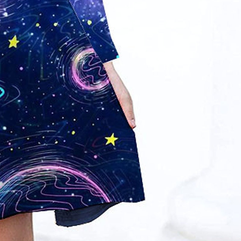 Girls ' 3D Galaxie Rochie Manșon Lung Tipărire 3D Primăvară Toamnă Vacanță Zilnic Concediu Drăguţ Casual Dulce Copii 3-10 ani Rochie leagăn Rochie A line Sub Genunchi Fit regulat 2026 - $14.99 –P6