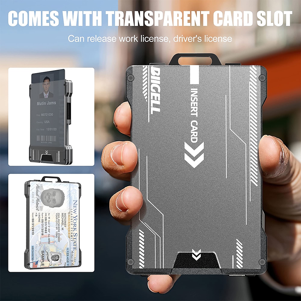 Wallet For Men - Slim Aluminum Metal Money Clip with 1 Clear window ID Badge Holder, RFID Blocking, Holds up 15 Cards with Cash Clip. Ultra-Thin Minimalist Wallet 2025 - $22.99 –P2