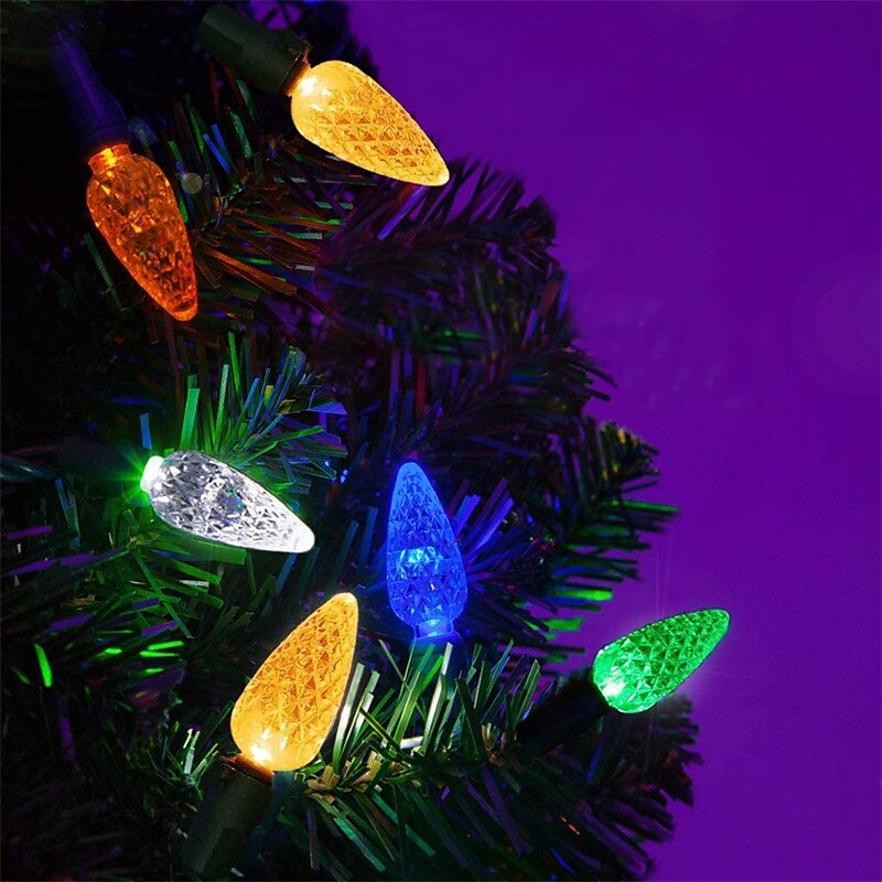 C7 Bulbs Christmas Lights with Timer - 50 LED 16.4ft Strawberry Battery String Light for Outdoor Indoor - Mini Lighting Decor Patio Wreath Garland Party Xmas Tree Christmas Decorations 2025 - $15.99 –P2