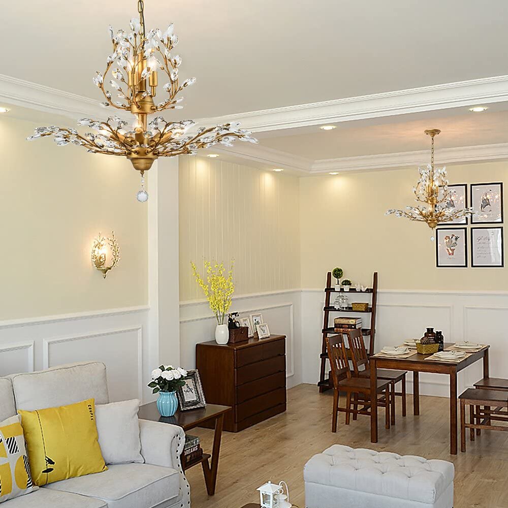Crystal Chandelier Retro 4 Heard 8 Heard Chandeliers K9 Transparent Crystal Chandelier Ceiling Lamp Living Room Bedroom Dining Room Porch Corridor 2025 - $378.29 –P12