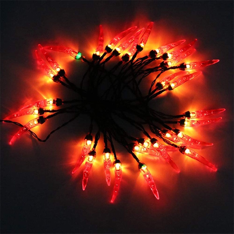 5/6.5/7m lumini solare pentru gradina ardei iute in aer liber lumini snur de ardei iute roșu-impermeabil led bucătărie lumini decorative de Crăciun pentru grădină gazon curte curte petrecere decor 2025 - $14.99 –P6