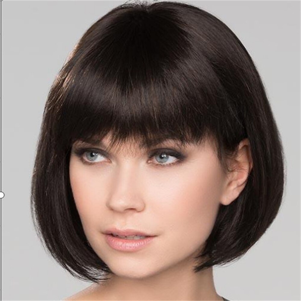 Perruque Synthétique Droit Avec Frange Fabriqué à la machine Perruque Court Noir Cheveux Synthétiques Femme Doux Classique Facile à transporter Noir / Usage quotidien / Fête / Soirée de 2025 ? $23.99 –P1