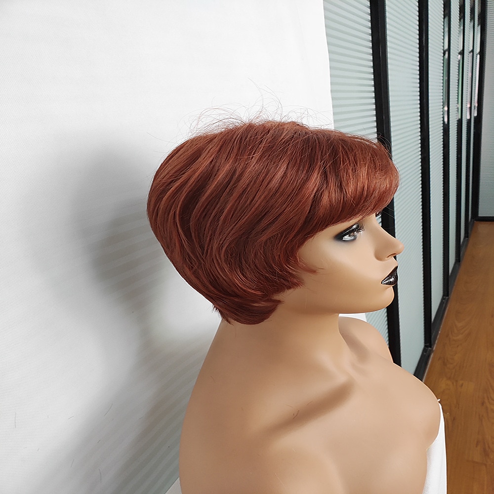 Synthetische Perücken Locken Mit Pony Maschinell gefertigt Perücke Kurz Rotbraun Synthetische Haare Damen Weich Klassisch Einfach zu tragen Rotbraun / Freizeitskleidung / Party / Abend 2025 - $24.99 –P4
