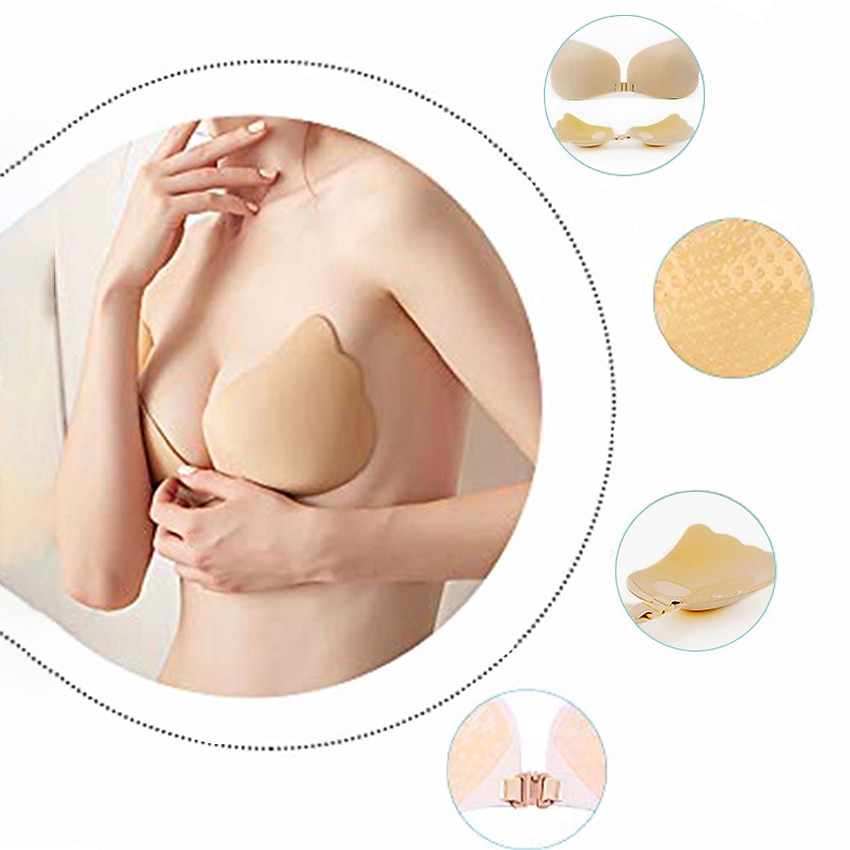 Lady Push Up Breathable Adhesive Bra Invisible Strapless Bras For Party  Wedding
