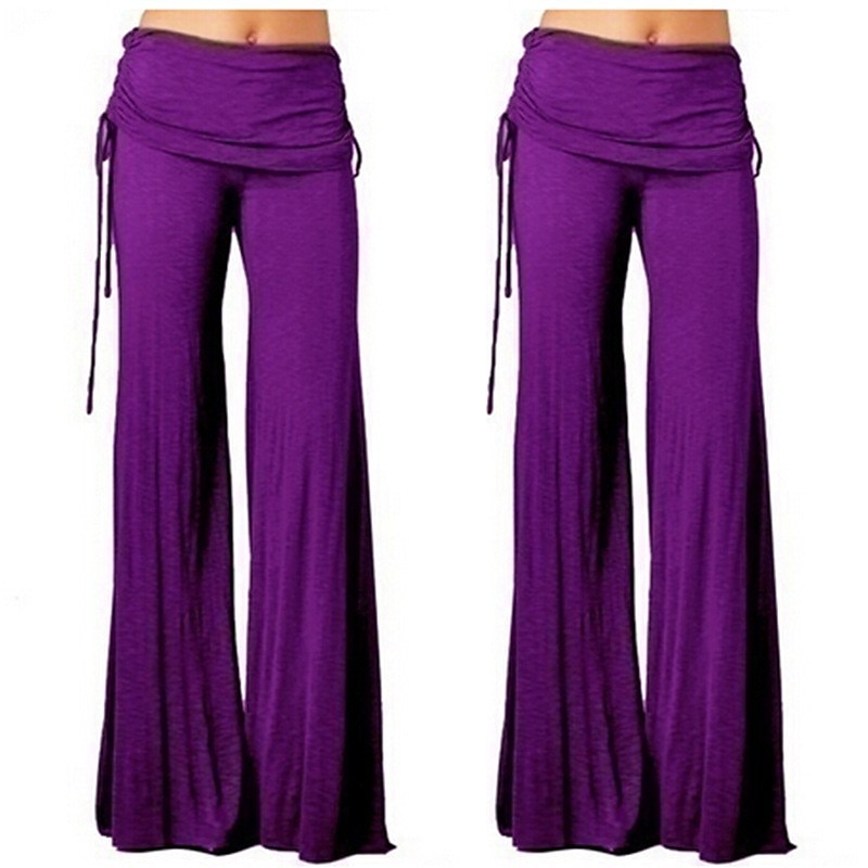 Women's Wide Leg Yoga Pants Smocked Waist Pants High Waist Dancewear Bottoms Quick Dry Violet White Black Yoga Pilates Dance Sports Activewear Micro-elastic Loose Athletic Casual Athleisure 2026 - $23.99 –P10