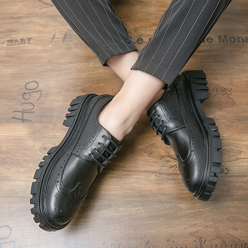 pánská robustní podrážka hnědé boty z umělé kůže – stylový vintage oxford design s odolným běhounem pro běžné i formální nošení 2025 - $59.99 –P18