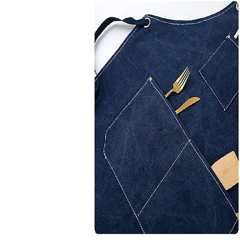 grembiule da cuoco nero per uomo donna con tasca, grembiule da lavoro in tela di cotone incrociato sul retro resistente regolabile del 2025 a $28.99 –P3