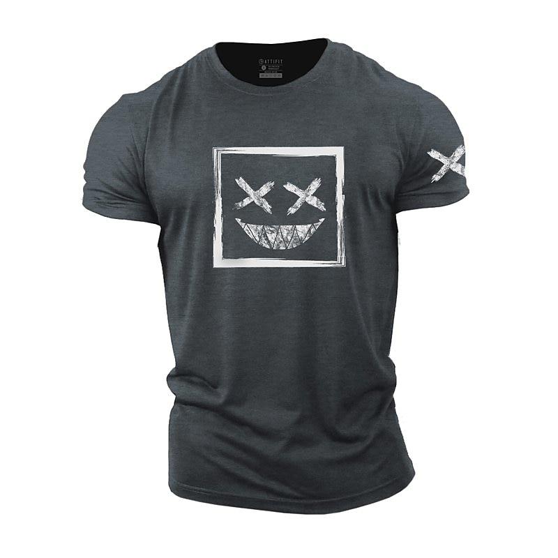 Herr Grafisk Grimas T-shirt Vardaglig stil 100 % bomull Kortärmad Grafisk Skjorta Vin Svart / Grå Svart Bekväm t-shirt Utomhus Gata Modedesignerkläder 2025 - $15.99 –P8