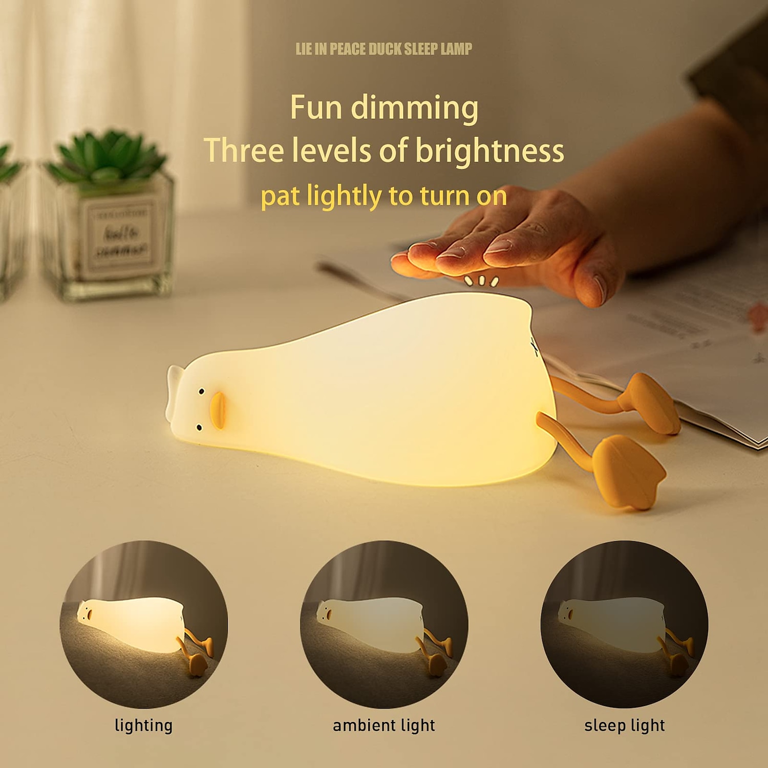Lying Flat Duck Night Light, LED Squishy Duck Lamp, Cute Light Up Duck, Silicone Dimmable Nursery Nightlight, Rechargeable Bedside Touch Lamp for Breastfeeding 2025 - $27.99 –P5