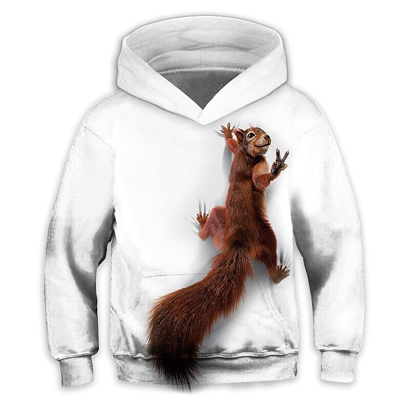 Chlapecké 3D Zvíře Kapuce Dlouhý rukáv 3D tisk Jaro Podzim Aktivní Sportovní Módní Polyester Děti 3-13 let Venkovní Denní Vevnitř Běžný 2025 - $18.49 –P1