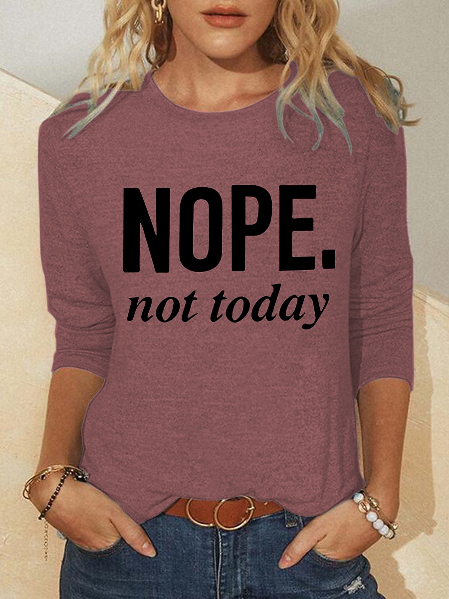 Women's Blouse Basic Letter Basic Round Neck Regular Fall Green Blue Dark Pink Khaki Dark Gray 2025 - $11.99 –P3