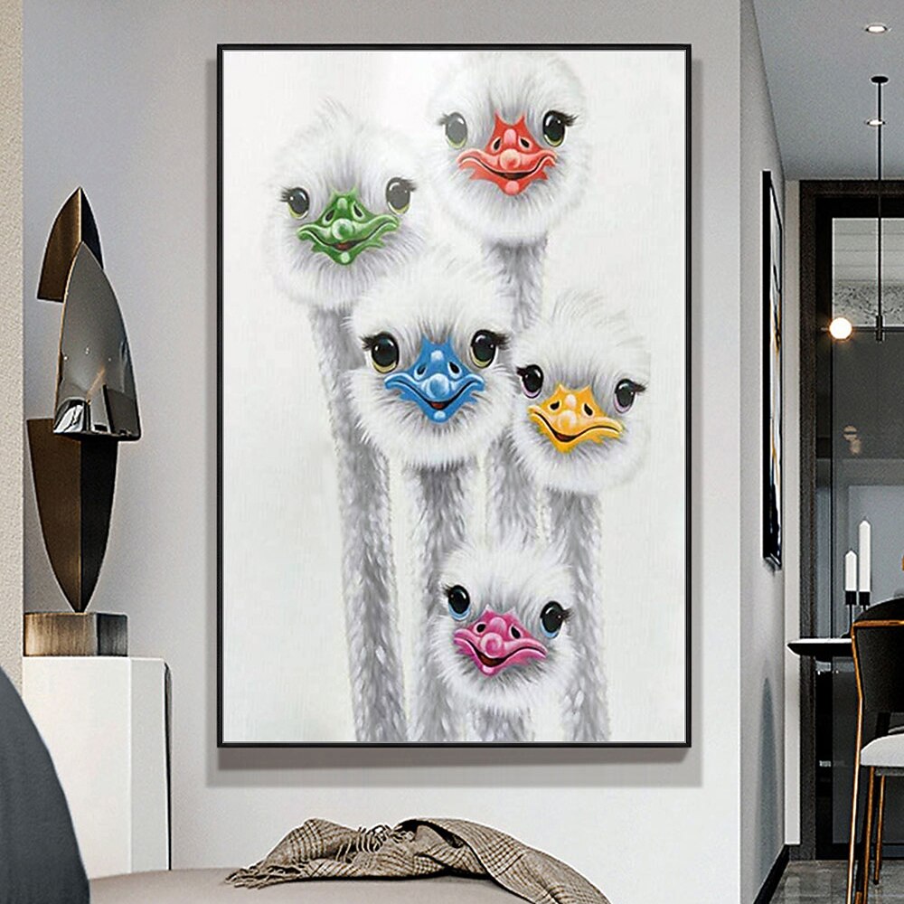 mintura fatto a mano struzzo aniamls pittura a olio su tela decorazione della parete di arte moderna immagine astratta per la decorazione domestica arrotolato senza cornice pittura non allungata del 2025 a $61.99 –P6