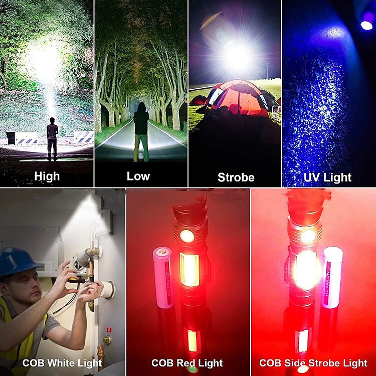 LED подсветка Ультрафиолетовые фонари UV вспышка Водонепроницаемый 1200 lm Светодиодная лампа LED 2 излучатели 7 Режим освещения с батарейками и USB кабелем 2025 - $25.99 –P2