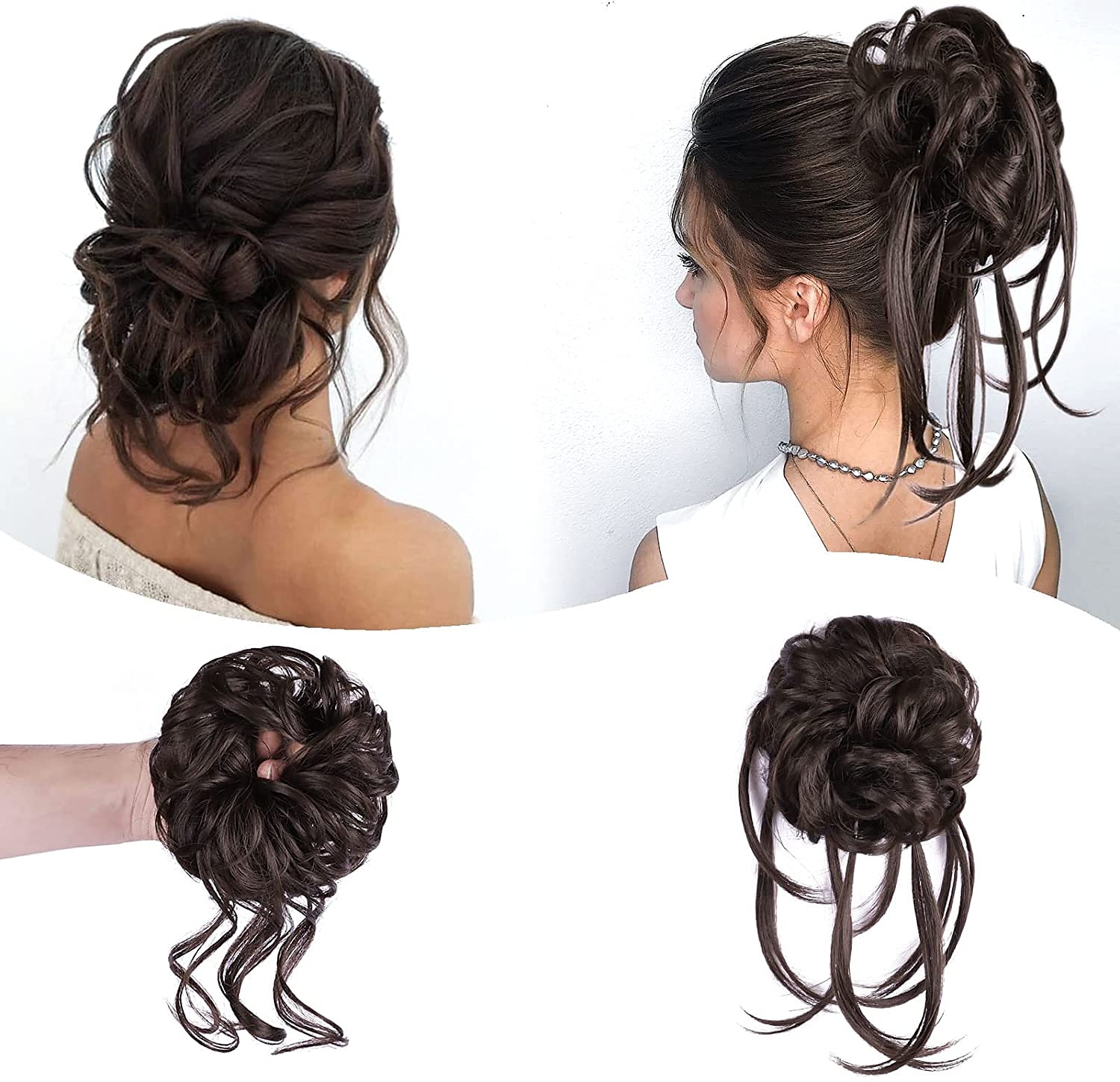 2pcs cravates pour cheveux de filles pour femmes chouchous perruques chignon désordonné morceau de cheveux 2 pièces chignons désordonnés pour les femmes chignon ébouriffé chignon wrap queue de cheval de 2025 ? $18.49 –P1