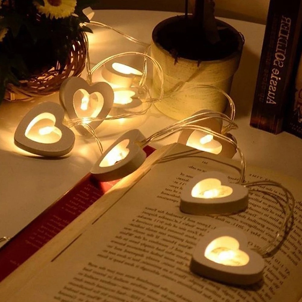 élégante réception de mariage fête 3m 20led amour coeur led guirlande lumineuse en bois guirlandes lumineuses pour fenêtre chambre intérieur extérieur décor décoration de fête de mariage de Noël de 2025 ? $11.99 –P6