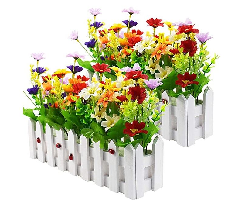 Künstliche Blumenpflanzen – gemischte Farbgänseblümchen im Lattenzauntopf für Innenbüro, Hochzeit, Heimdekoration, künstliche Blumen für Hochzeit, Bogen, Garten, Wand, Heimparty, Hotel, Büro, 2025 - $13.99 –P6
