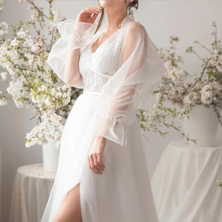 Half sleeve on sale organza wedding wrap