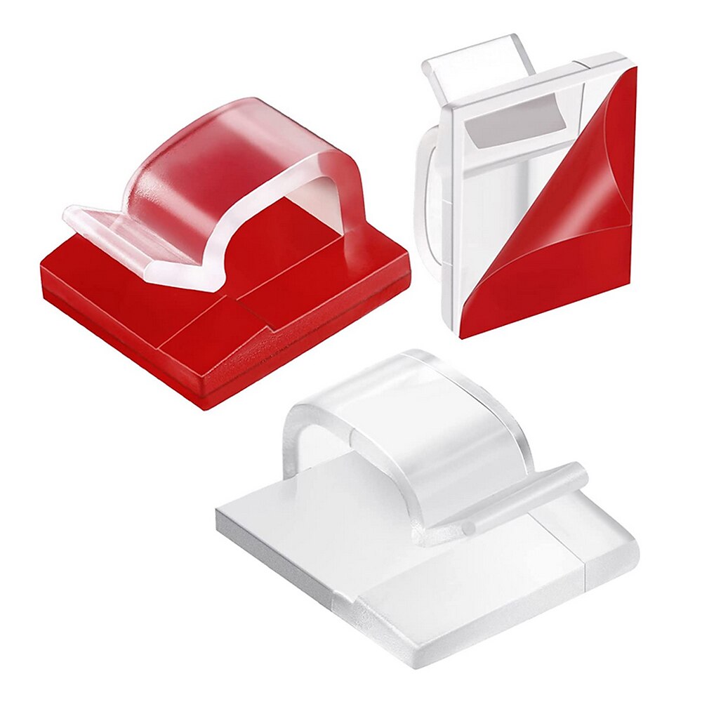 clip per cavi trasparenti 50/100 pezzi con clip per cavi adesive stcikers mini clip per cavi per esterni con robusti ganci autoadesivi clip per luce fermacavi per la decorazione gestione del cavo del 2025 a $12.49 –P5