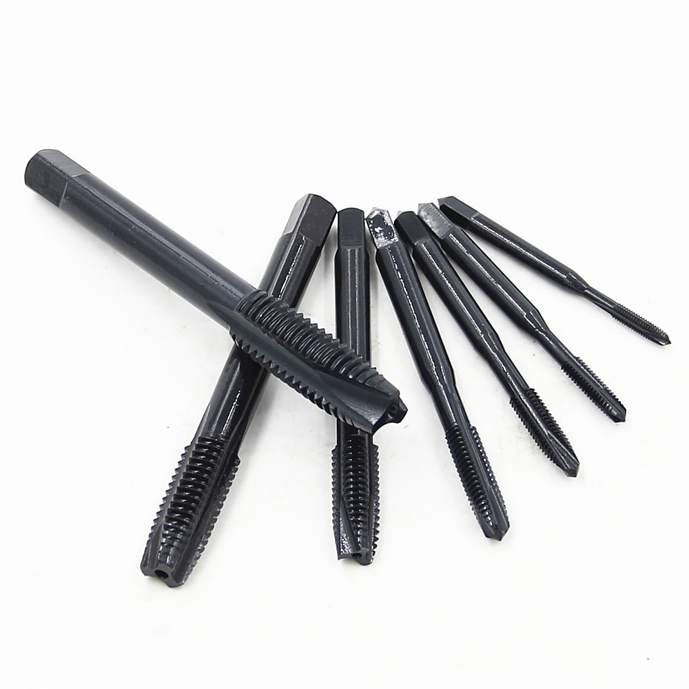 7 pz/set m3-m12 rubinetto in acciaio ad alta velocità nero nitrurazione dritta scanalatura rubinetto trapano per metallo legno foro passante utensile manuale del 2025 a $27.99 –P4
