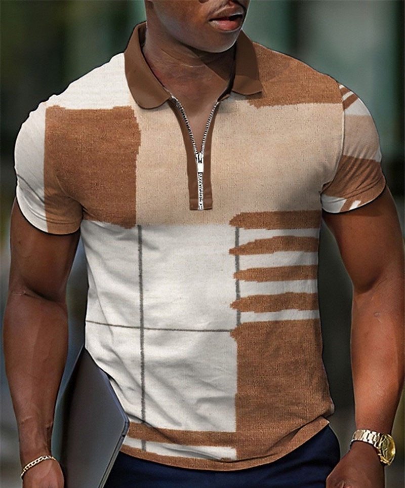 Kentucky-derby Voor heren Ruitjes Hawaiiaanse poloshirts Golfshirt Korte mouw Poloshirt Overhemden met kraag Casual Strand Kleding Vakantiekleding Feestoutfits 3D-afdrukken Polo met kwartrits Wit 2025 - $22.99 –P1