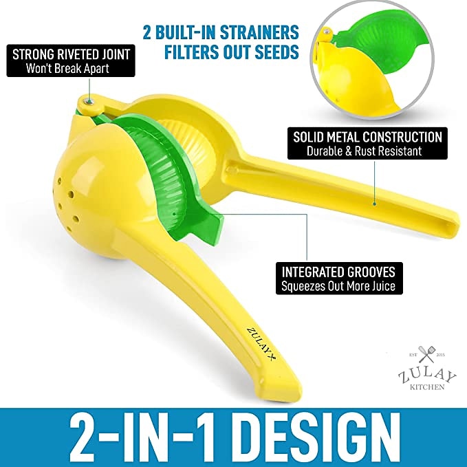 Spremiagrumi 2 in 1 per limone e lime - spremiagrumi manuale spremiagrumi - spremiagrumi manuale ad estrazione massima (vibrante atollo giallo e blu) del 2025 a $16.99 –P6