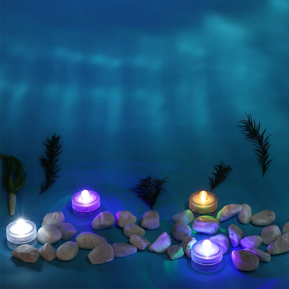 nedsenkbare led-lys 12 stk vanntett rgb undervannslys for bryllup telys badestamp dam akvarium svømmebasseng fest vase dekorasjon belysning 2025 - $17.49 –P6