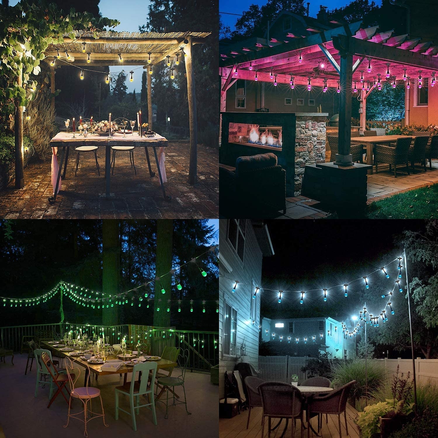Globo corda luzes 15m 15leds ao ar livre rgb mudança de cor 0.5w s14 edison lâmpadas de plástico inquebráveis ip65 à prova d'água com controle remoto adequado para quintal varanda café quintal jardim de 2026 por $115.99 –P9