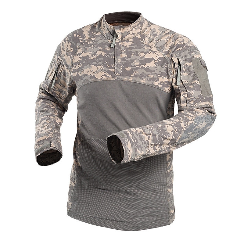 Men's Combat Shirt Tactical Military Shirt Camo / Camouflage Long Sleeve Outdoor Summer Autumn Breathable Multi-Pockets Quick Dry Sweat wicking Top Cotton Hunting Military Training Combat Jungle 2025 - $49.99 –P3