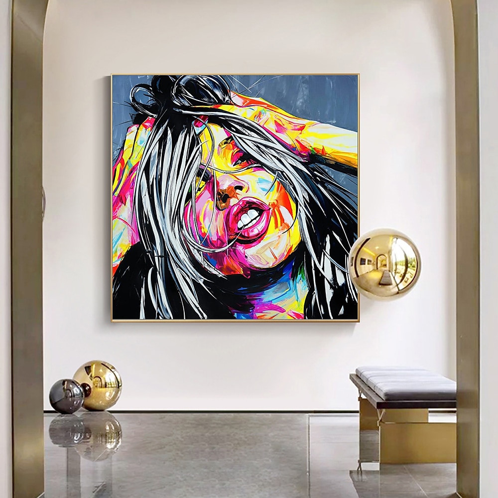 Mintura main visage peinture à l'huile sur toile mur art décoration moderne figure abstraite image pour la décoration intérieure roulé sans cadre non étiré peinture de 2025 ? $73.99 –P4