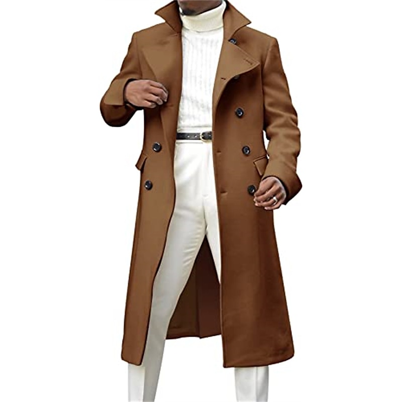 Herren Wintermantel Peacoat Geschäft Casual Winter Polyester Windundurchlässig warm halten Oberbekleidung Bekleidung Stilvoll Casual nicht druckbar Einfarbig Tasche Ständer Einreihiger Verschluss 2025 - $74.99 –P3