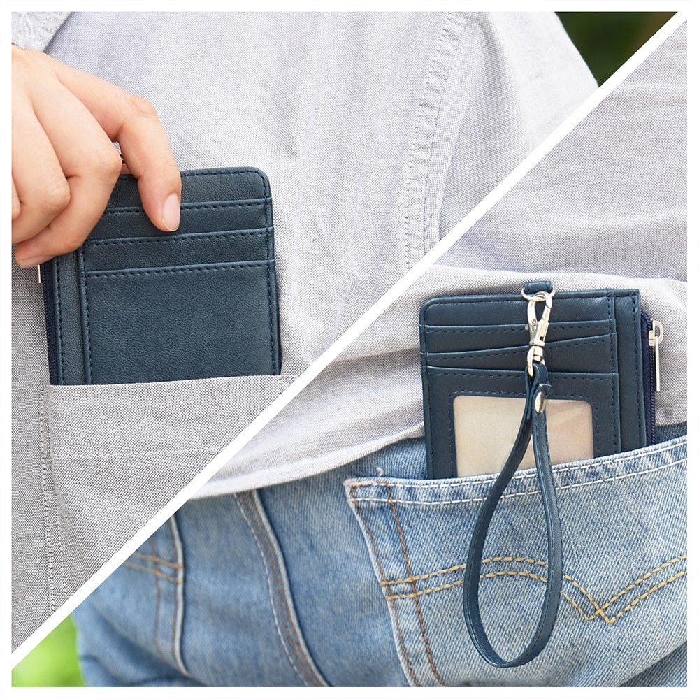 Leather Credit Card Holder Men Women Rfid Business ID Badge Case Porte Bus Card Pass Name Card Cover Slim Wallet With Lanyard 2025 - $18.99 –P9