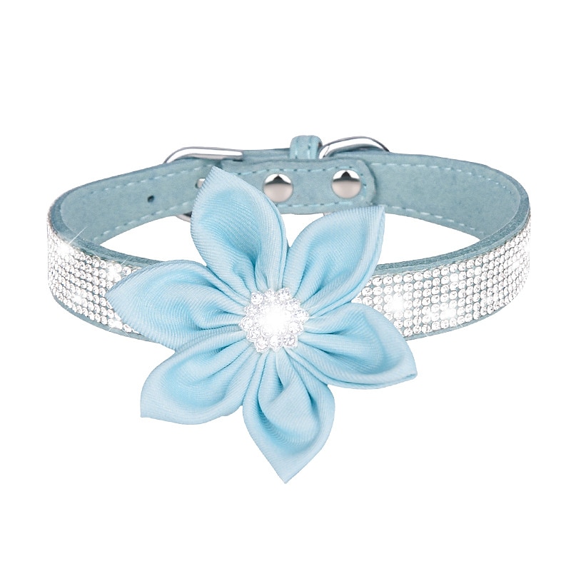 coleira de cachorro de strass coleira de cachorro rotulação placa de identificação coleira de cachorro anti-perdida flor removível cachecol de gato de 2025 por $18.49 –P4