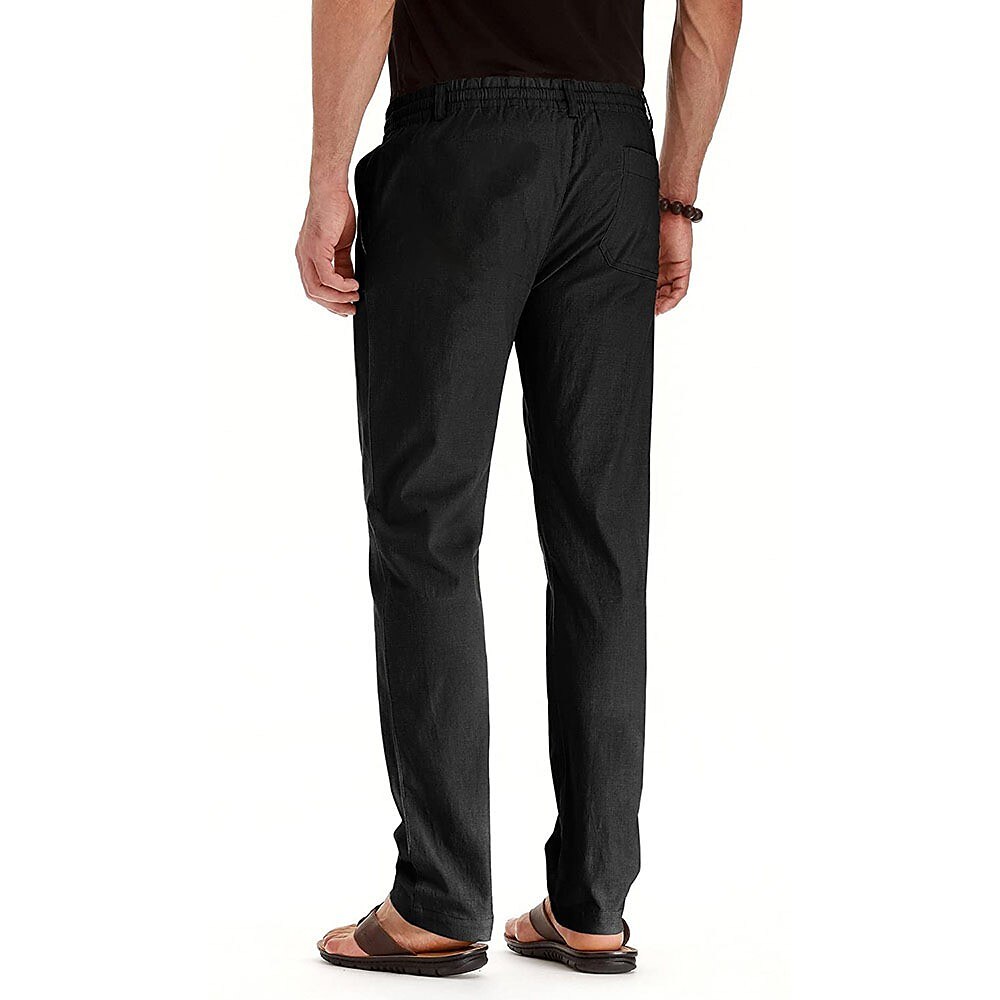 Per uomo Pantaloni di lino Pantaloni Pantaloni estivi Vita elastica Multi tasca Liscio Comfort Traspirante Lunghezza intera Attività commerciale Informale Essenziale Informale Taglia piccola Nero del 2025 a $21.99 –P3