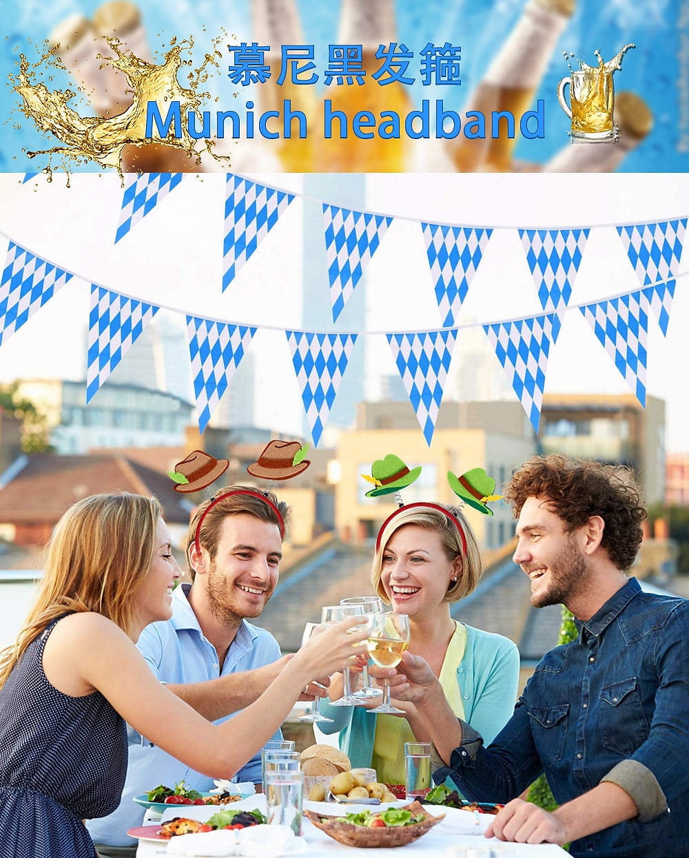2022 uusi saksalainen oktoberfest koriste otsapanta festivaalijuhla valokuva rekvisiitta olut otsapanta pään solki 2025 - $6.49 –P1